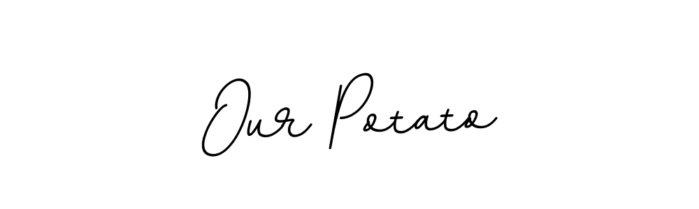 How to make Our Potato name signature. Use BallpointsItalic-DORy9 style for creating short signs online. This is the latest handwritten sign. Our Potato signature style 11 images and pictures png