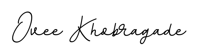 The BallpointsItalic-DORy9 typeface gives name Ovee Khobragade a refined look. Suitable for certificates, diplomas, and official verification. Ovee Khobragade signature style 11 images and pictures png