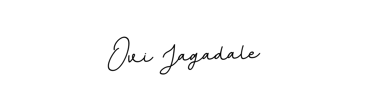 How to make Ovi Jagadale name signature. Use BallpointsItalic-DORy9 style for creating short signs online. This is the latest handwritten sign. Ovi Jagadale signature style 11 images and pictures png