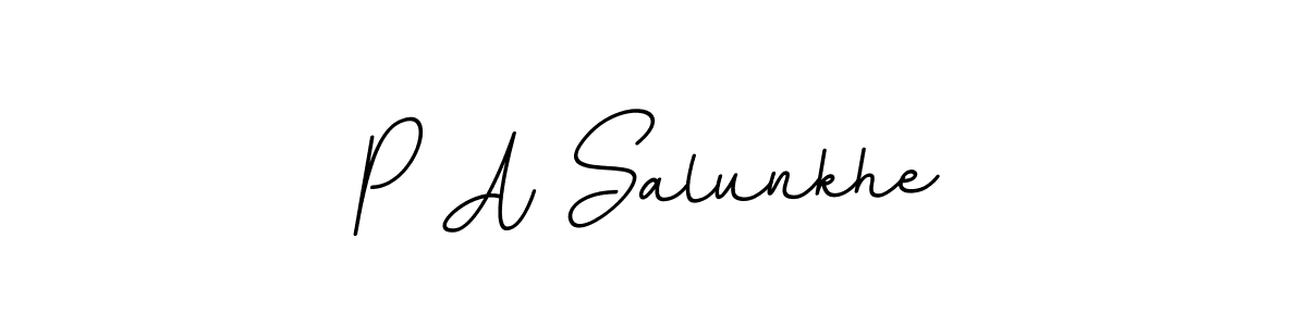 Design your own signature with our free online signature maker. With this signature software, you can create a handwritten (BallpointsItalic-DORy9) signature for name P A Salunkhe. P A Salunkhe signature style 11 images and pictures png