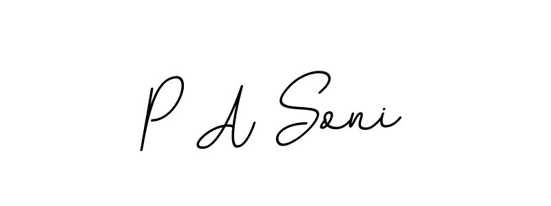How to make P A Soni name signature. Use BallpointsItalic-DORy9 style for creating short signs online. This is the latest handwritten sign. P A Soni signature style 11 images and pictures png