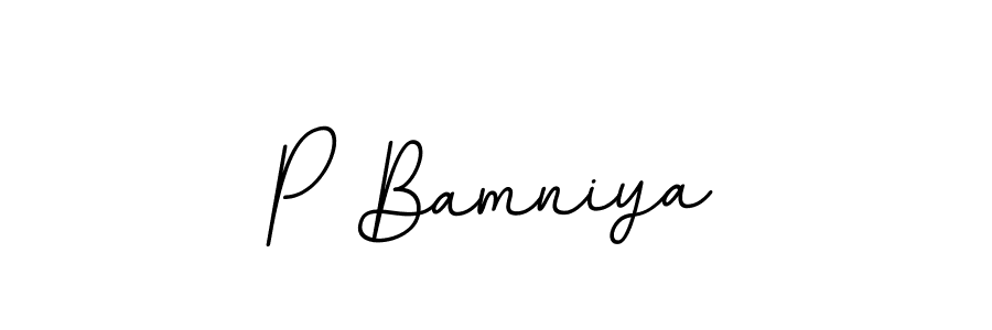 Use a signature maker to create a handwritten signature online. With this signature software, you can design (BallpointsItalic-DORy9) your own signature for name P Bamniya. P Bamniya signature style 11 images and pictures png