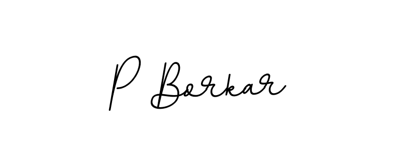 How to make P Borkar name signature. Use BallpointsItalic-DORy9 style for creating short signs online. This is the latest handwritten sign. P Borkar signature style 11 images and pictures png