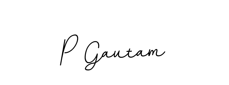 How to make P Gautam name signature. Use BallpointsItalic-DORy9 style for creating short signs online. This is the latest handwritten sign. P Gautam signature style 11 images and pictures png