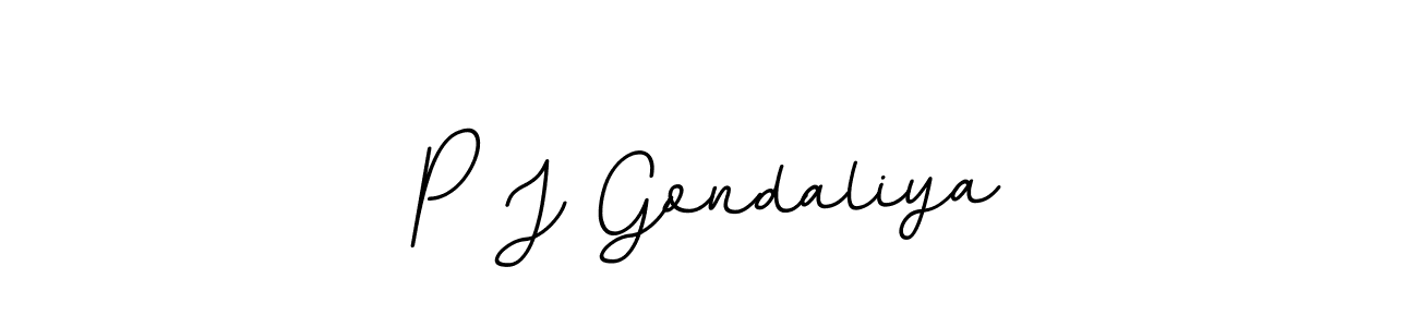 Use a signature maker to create a handwritten signature online. With this signature software, you can design (BallpointsItalic-DORy9) your own signature for name P J Gondaliya. P J Gondaliya signature style 11 images and pictures png