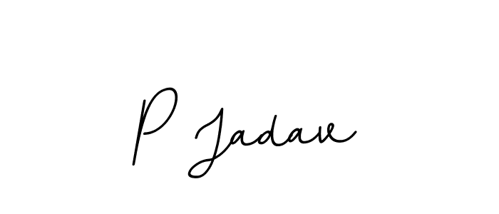 Design your own signature with our free online signature maker. With this signature software, you can create a handwritten (BallpointsItalic-DORy9) signature for name P Jadav. P Jadav signature style 11 images and pictures png