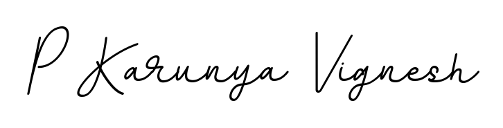 Express your personality with a custom P Karunya Vignesh signature crafted with BallpointsItalic-DORy9 typography. Free transparent PNG download available. P Karunya Vignesh signature style 11 images and pictures png