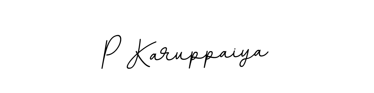 How to make P Karuppaiya name signature. Use BallpointsItalic-DORy9 style for creating short signs online. This is the latest handwritten sign. P Karuppaiya signature style 11 images and pictures png