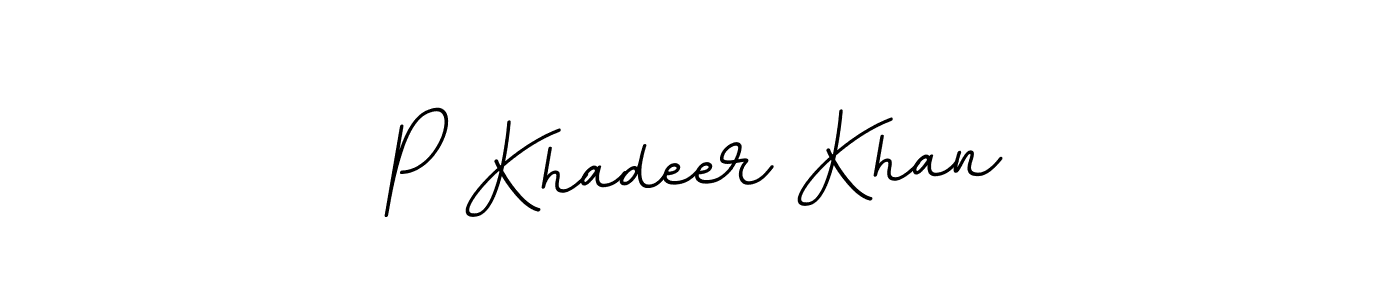 Create a beautiful signature design for name P Khadeer Khan. With this signature (BallpointsItalic-DORy9) fonts, you can make a handwritten signature for free. P Khadeer Khan signature style 11 images and pictures png