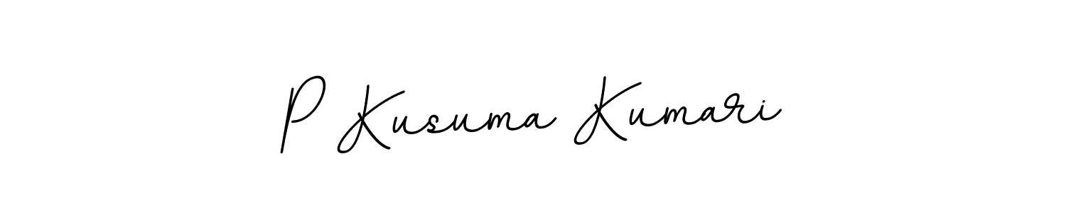 How to make P Kusuma Kumari name signature. Use BallpointsItalic-DORy9 style for creating short signs online. This is the latest handwritten sign. P Kusuma Kumari signature style 11 images and pictures png