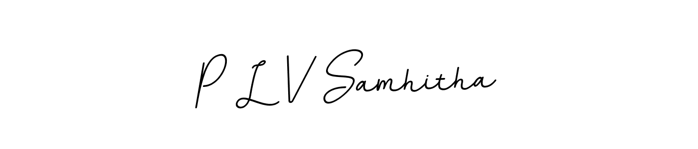 The best way (BallpointsItalic-DORy9) to make a short signature is to pick only two or three words in your name. The name P L V Samhitha include a total of six letters. For converting this name. P L V Samhitha signature style 11 images and pictures png