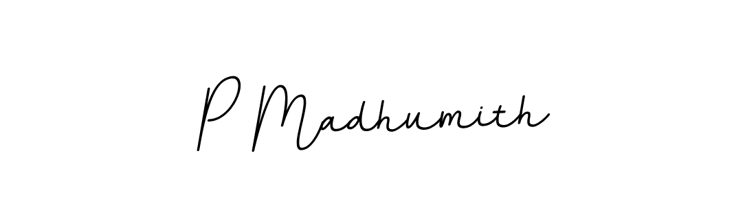 P Madhumith stylish signature style. Best Handwritten Sign (BallpointsItalic-DORy9) for my name. Handwritten Signature Collection Ideas for my name P Madhumith. P Madhumith signature style 11 images and pictures png