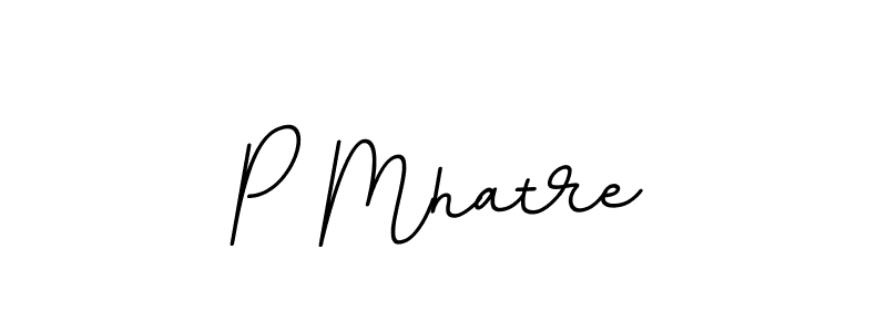 How to make P Mhatre name signature. Use BallpointsItalic-DORy9 style for creating short signs online. This is the latest handwritten sign. P Mhatre signature style 11 images and pictures png