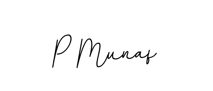 Make a beautiful signature design for name P Munaf. With this signature (BallpointsItalic-DORy9) style, you can create a handwritten signature for free. P Munaf signature style 11 images and pictures png