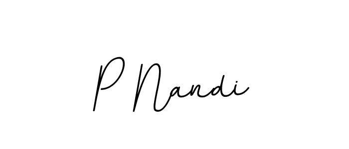 How to make P Nandi name signature. Use BallpointsItalic-DORy9 style for creating short signs online. This is the latest handwritten sign. P Nandi signature style 11 images and pictures png