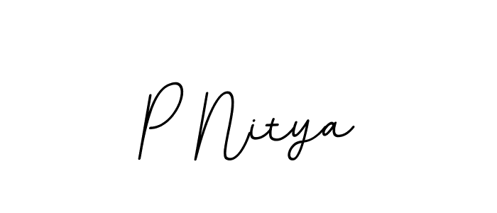 Use a signature maker to create a handwritten signature online. With this signature software, you can design (BallpointsItalic-DORy9) your own signature for name P Nitya. P Nitya signature style 11 images and pictures png