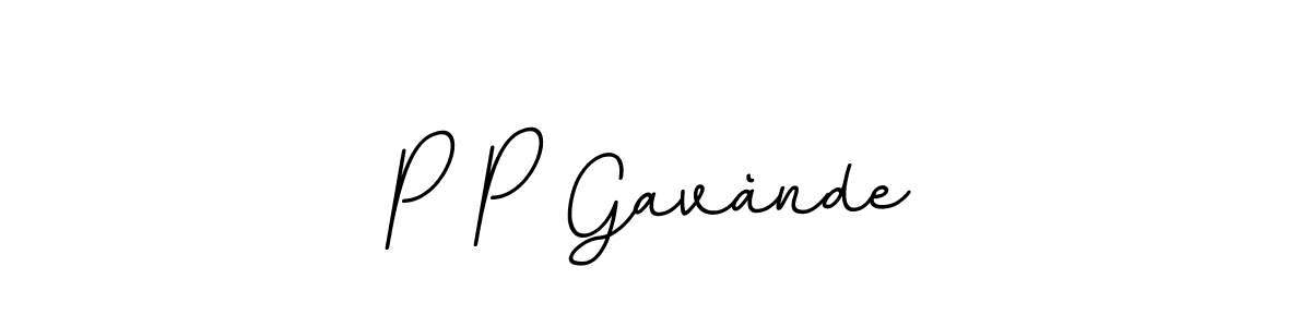 Use a signature maker to create a handwritten signature online. With this signature software, you can design (BallpointsItalic-DORy9) your own signature for name P P Gavànde. P P Gavànde signature style 11 images and pictures png