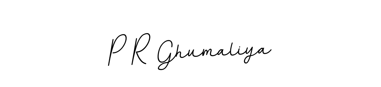 Use a signature maker to create a handwritten signature online. With this signature software, you can design (BallpointsItalic-DORy9) your own signature for name P R Ghumaliya. P R Ghumaliya signature style 11 images and pictures png
