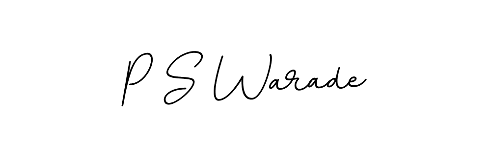 How to make P S Warade name signature. Use BallpointsItalic-DORy9 style for creating short signs online. This is the latest handwritten sign. P S Warade signature style 11 images and pictures png