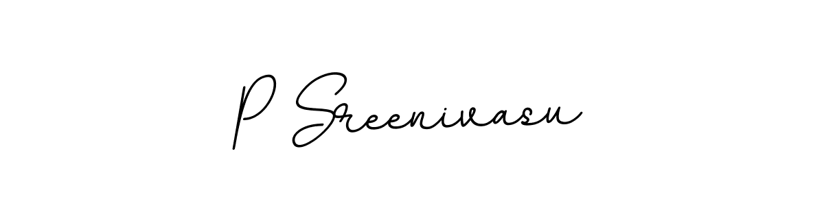 The best way (BallpointsItalic-DORy9) to make a short signature is to pick only two or three words in your name. The name P Sreenivasu include a total of six letters. For converting this name. P Sreenivasu signature style 11 images and pictures png