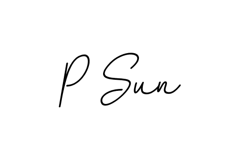 Design your own signature with our free online signature maker. With this signature software, you can create a handwritten (BallpointsItalic-DORy9) signature for name P Sun. P Sun signature style 11 images and pictures png