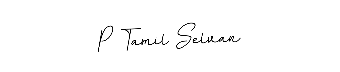 Make a beautiful signature design for name P Tamil Selvan. With this signature (BallpointsItalic-DORy9) style, you can create a handwritten signature for free. P Tamil Selvan signature style 11 images and pictures png