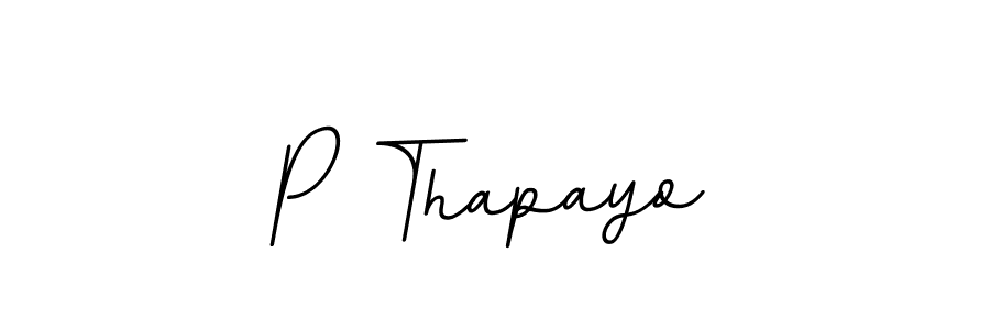 How to make P Thapayo name signature. Use BallpointsItalic-DORy9 style for creating short signs online. This is the latest handwritten sign. P Thapayo signature style 11 images and pictures png