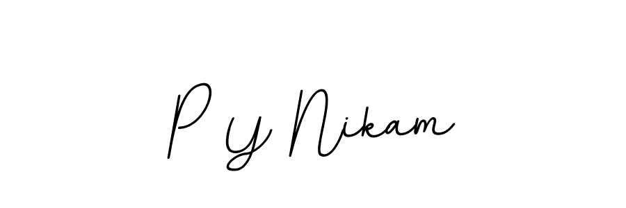 Also we have P Y Nikam name is the best signature style. Create professional handwritten signature collection using BallpointsItalic-DORy9 autograph style. P Y Nikam signature style 11 images and pictures png