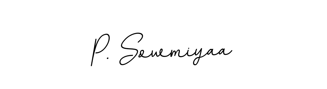 How to make P. Sowmiyaa name signature. Use BallpointsItalic-DORy9 style for creating short signs online. This is the latest handwritten sign. P. Sowmiyaa signature style 11 images and pictures png