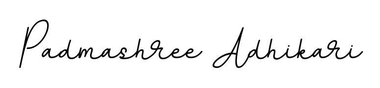 Looking for an artistic signature for Padmashree Adhikari? The BallpointsItalic-DORy9 calligraphy style gives a sophisticated flow suitable for business cards and emails. Padmashree Adhikari signature style 11 images and pictures png