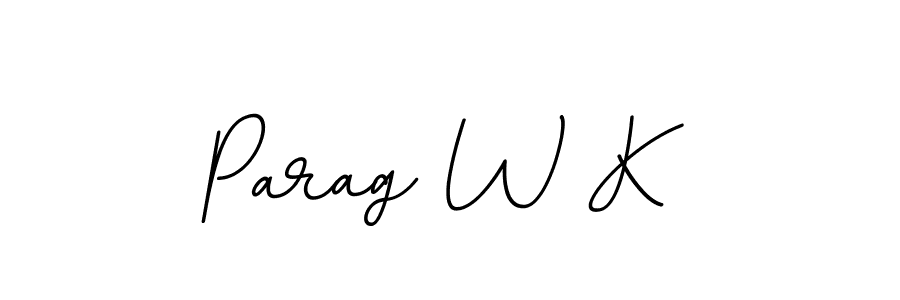 How to make Parag W K name signature. Use BallpointsItalic-DORy9 style for creating short signs online. This is the latest handwritten sign. Parag W K signature style 11 images and pictures png