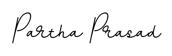 A stylish, flowing autograph style designed for name Partha Prasad using BallpointsItalic-DORy9 typography. Perfect for digital creative projects. Partha Prasad signature style 11 images and pictures png