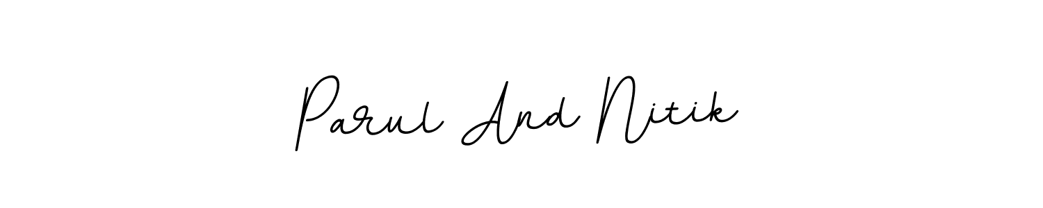 The best way (BallpointsItalic-DORy9) to make a short signature is to pick only two or three words in your name. The name Parul And Nitik include a total of six letters. For converting this name. Parul And Nitik signature style 11 images and pictures png