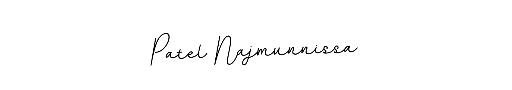 This is the best signature style for the Patel Najmunnissa name. Also you like these signature font (BallpointsItalic-DORy9). Mix name signature. Patel Najmunnissa signature style 11 images and pictures png