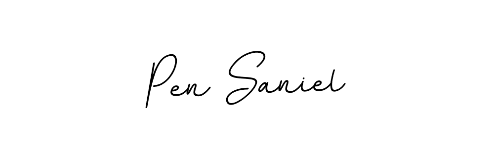 How to make Pen Saniel name signature. Use BallpointsItalic-DORy9 style for creating short signs online. This is the latest handwritten sign. Pen Saniel signature style 11 images and pictures png