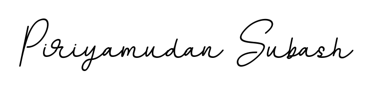 BallpointsItalic-DORy9 is a professional signature style that is perfect for those who want to add a touch of class to their signature. Get Piriyamudan Subash name fancy signature for free. Piriyamudan Subash signature style 11 images and pictures png
