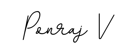 Make a beautiful signature design for name Ponraj V. With this signature (BallpointsItalic-DORy9) style, you can create a handwritten signature for free. Ponraj V signature style 11 images and pictures png