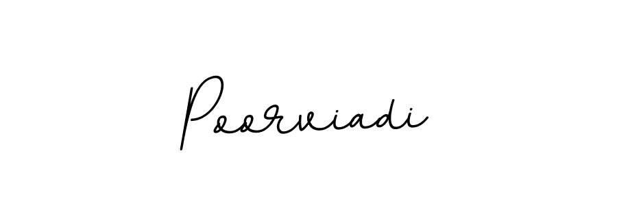 How to make Poorviadi name signature. Use BallpointsItalic-DORy9 style for creating short signs online. This is the latest handwritten sign. Poorviadi signature style 11 images and pictures png