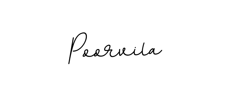 How to make Poorvila name signature. Use BallpointsItalic-DORy9 style for creating short signs online. This is the latest handwritten sign. Poorvila signature style 11 images and pictures png