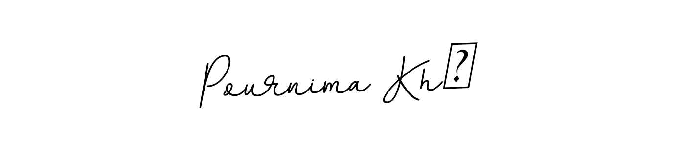 This is the best signature style for the Pournima Kh❤ name. Also you like these signature font (BallpointsItalic-DORy9). Mix name signature. Pournima Kh❤ signature style 11 images and pictures png