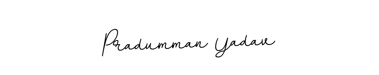 Use a signature maker to create a handwritten signature online. With this signature software, you can design (BallpointsItalic-DORy9) your own signature for name Pradumman Yadav. Pradumman Yadav signature style 11 images and pictures png