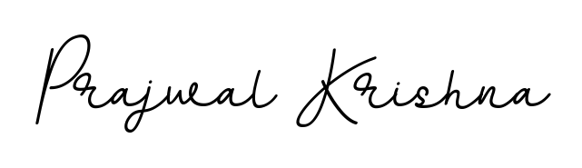 Get an exclusive digital autograph for Prajwal Krishna. The BallpointsItalic-DORy9 typeface captures the charm of real penmanship on paper. Prajwal Krishna signature style 11 images and pictures png