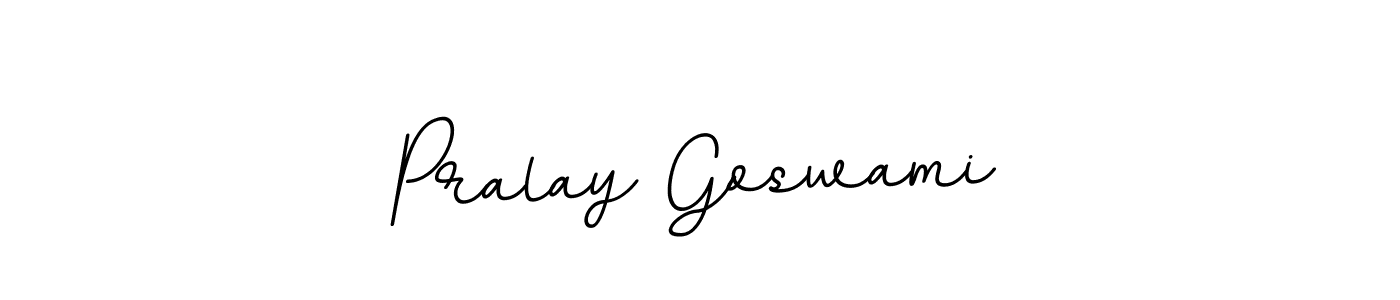 How to make Pralay Goswami name signature. Use BallpointsItalic-DORy9 style for creating short signs online. This is the latest handwritten sign. Pralay Goswami signature style 11 images and pictures png