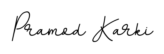 How to make Pramod Karki name signature. Use BallpointsItalic-DORy9 style for creating short signs online. This is the latest handwritten sign. Pramod Karki signature style 11 images and pictures png