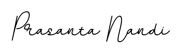 A sleek calligraphic signature for name Prasanta Nandi utilizing BallpointsItalic-DORy9 styling. Great for adding personal signatures to photos and art. Prasanta Nandi signature style 11 images and pictures png