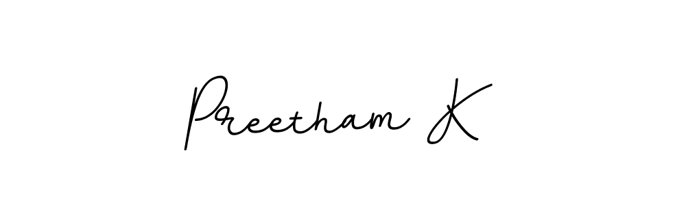 Create a beautiful signature design for name Preetham K. With this signature (BallpointsItalic-DORy9) fonts, you can make a handwritten signature for free. Preetham K signature style 11 images and pictures png