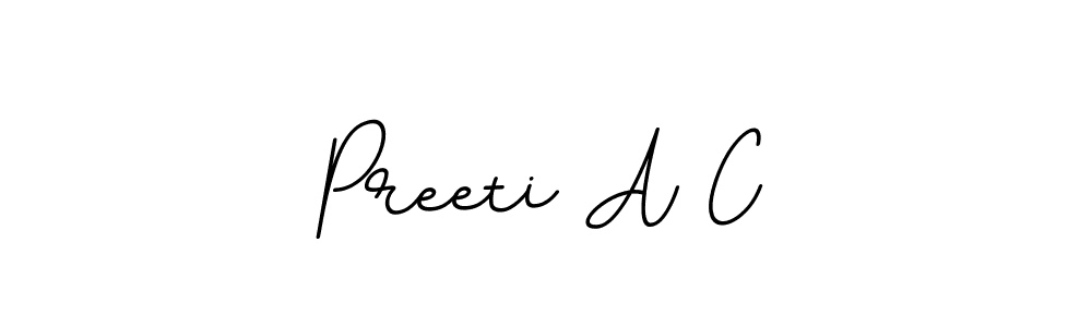This is the best signature style for the Preeti A C name. Also you like these signature font (BallpointsItalic-DORy9). Mix name signature. Preeti A C signature style 11 images and pictures png