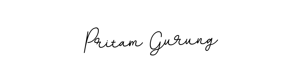 Create a beautiful signature design for name Pritam Gurung. With this signature (BallpointsItalic-DORy9) fonts, you can make a handwritten signature for free. Pritam Gurung signature style 11 images and pictures png