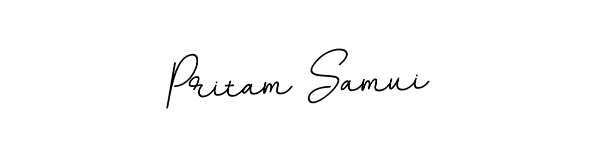 How to make Pritam Samui name signature. Use BallpointsItalic-DORy9 style for creating short signs online. This is the latest handwritten sign. Pritam Samui signature style 11 images and pictures png