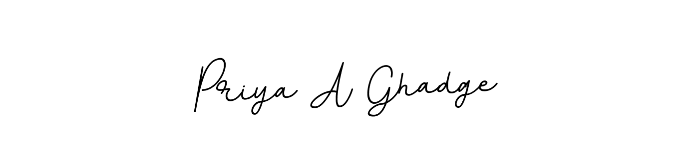 How to make Priya A Ghadge name signature. Use BallpointsItalic-DORy9 style for creating short signs online. This is the latest handwritten sign. Priya A Ghadge signature style 11 images and pictures png